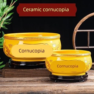 陶瓷家用聚宝盆加大号招财聚财寓意家居工艺品装 饰办公室摆件