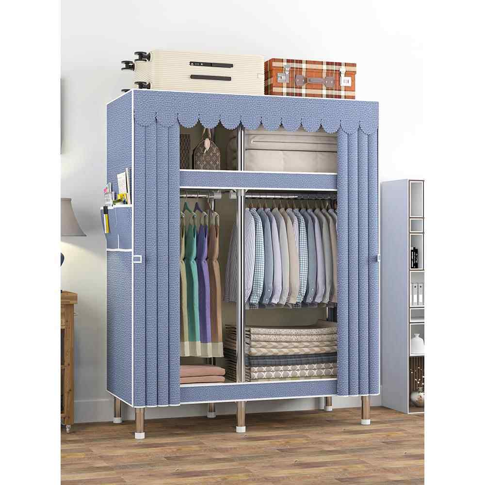 单人衣柜简易组装新款2024全钢架加粗加厚出租房用布衣橱结实耐用