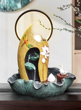 创意小型客厅循环流水摆件装饰生财招财喷泉办公桌面送礼乔迁礼品