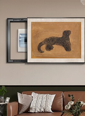 中古风金钱豹电表箱装饰画常玉小马挂画法式复古餐厅配电箱遮挡画