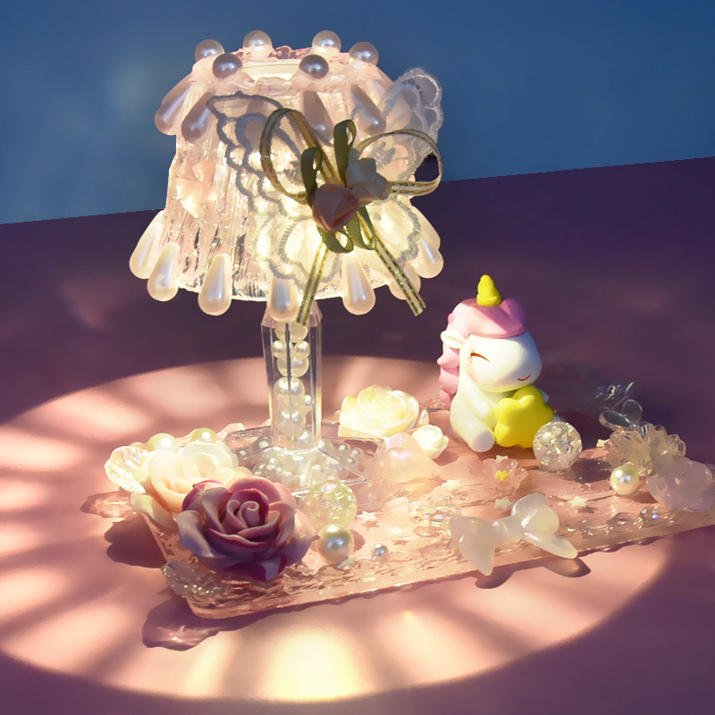 儿童女孩手工创意diy炫彩水晶灯奶油胶装饰小夜灯台灯材料包