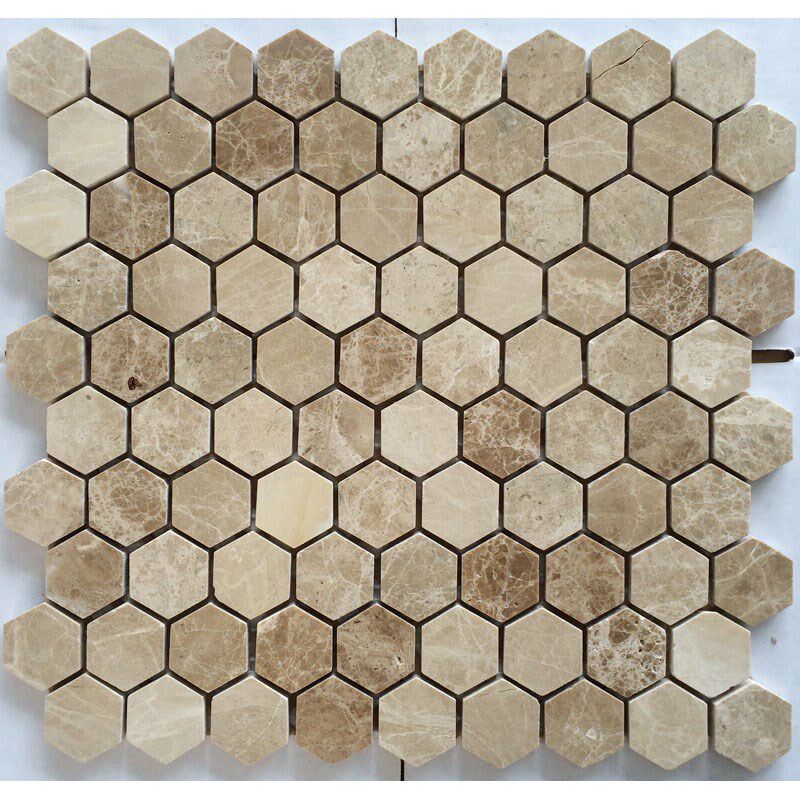 浅啡六边形马赛克瓷砖六角石材咖啡色大理石浴室淋浴房阳台艺术砖