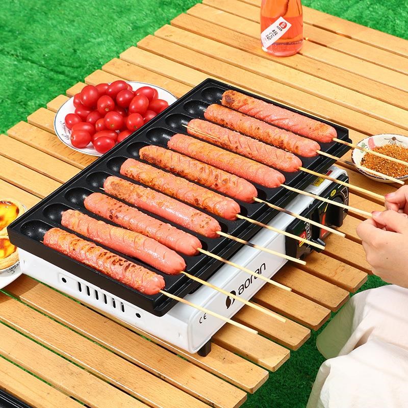 烤肠机路边摊商用脆皮淀粉肠烤机夜市摆摊卡式炉烤肠盘模具铝合金