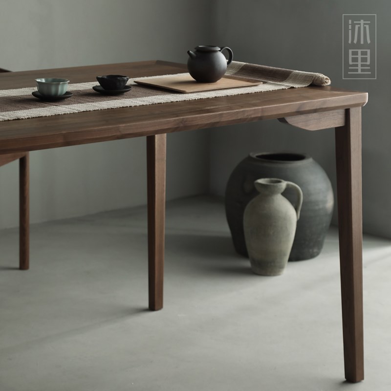 沐里/告别款特卖品微瑕捡漏黑胡桃实木原木餐桌书桌长凳儿童家具