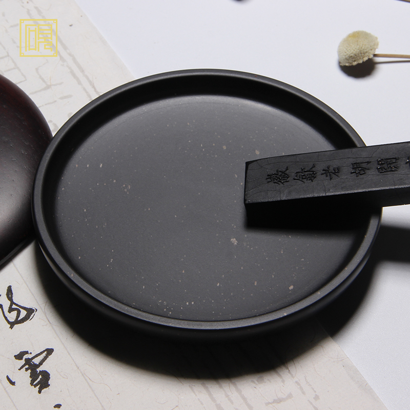 匠心非遗安徽歙砚砚台 墨碟砚 老坑精品砚台带盖砚台正宗老坑天然