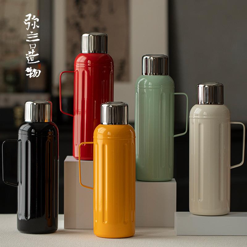 弥言 家用焖茶壶316不锈钢保温壶户外手把便携提壶保温杯电子显温