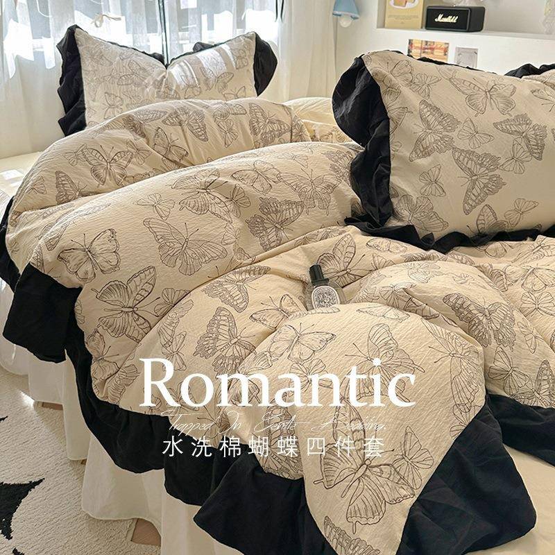 法式蝴蝶四件套公主风复古床上用品2025新款被套床单三