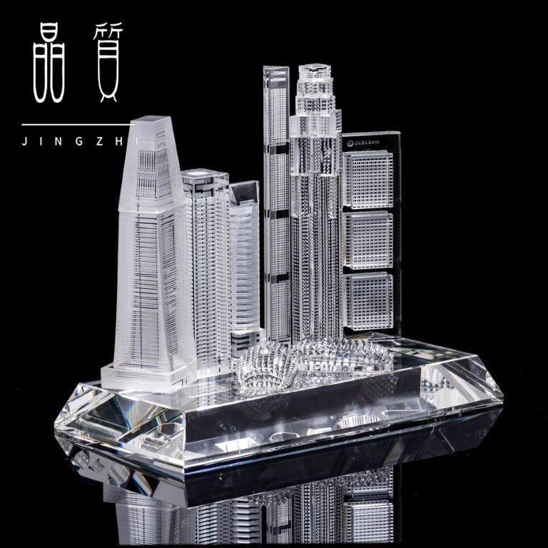 厂家制作3d水晶楼模汽车摆件建筑商务内雕模型办公纪念品工艺品
