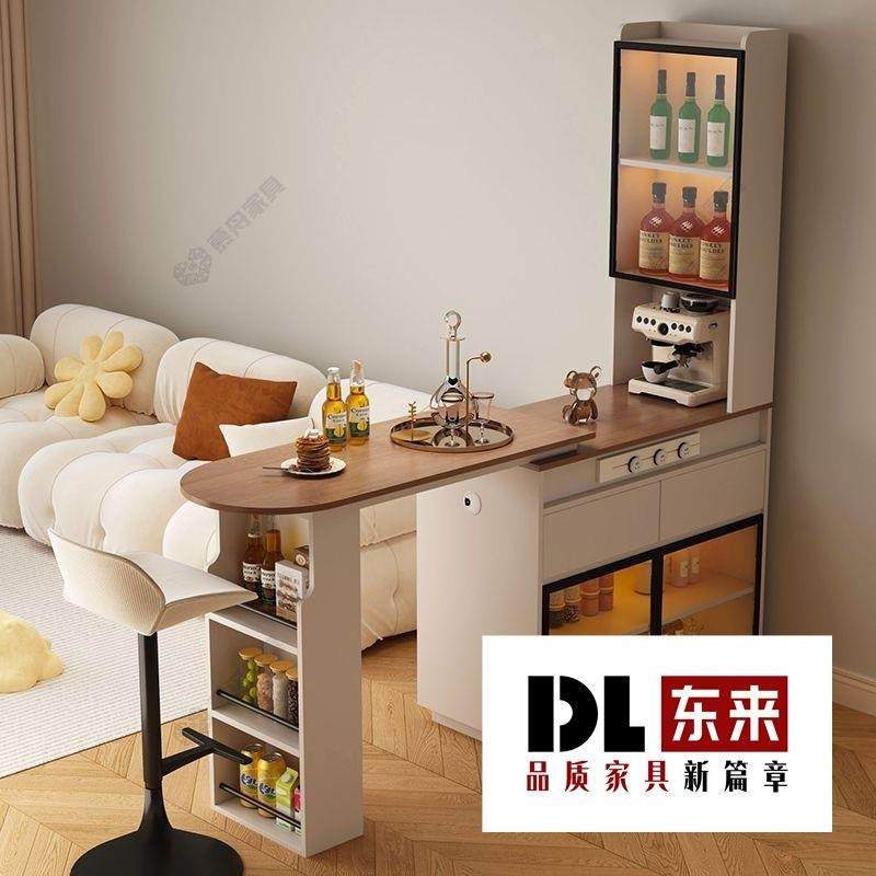 实木吧台桌子家用客厅隔断柜沙发边柜小户型吧台柜轻奢靠墙收纳柜