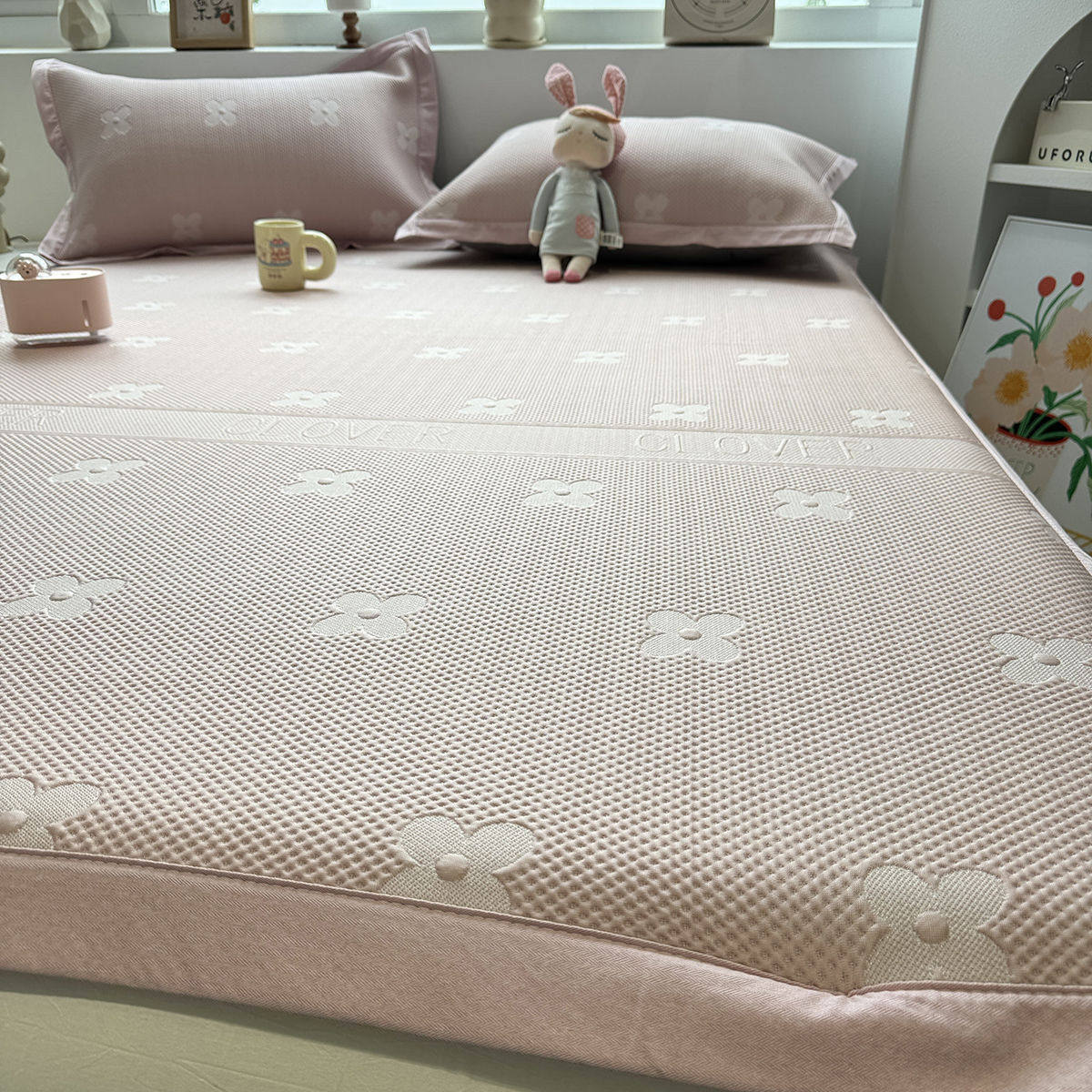 A类亲肤凉感冰豆豆夏季冰丝凉席夏天2024新款软席子可折叠三件套