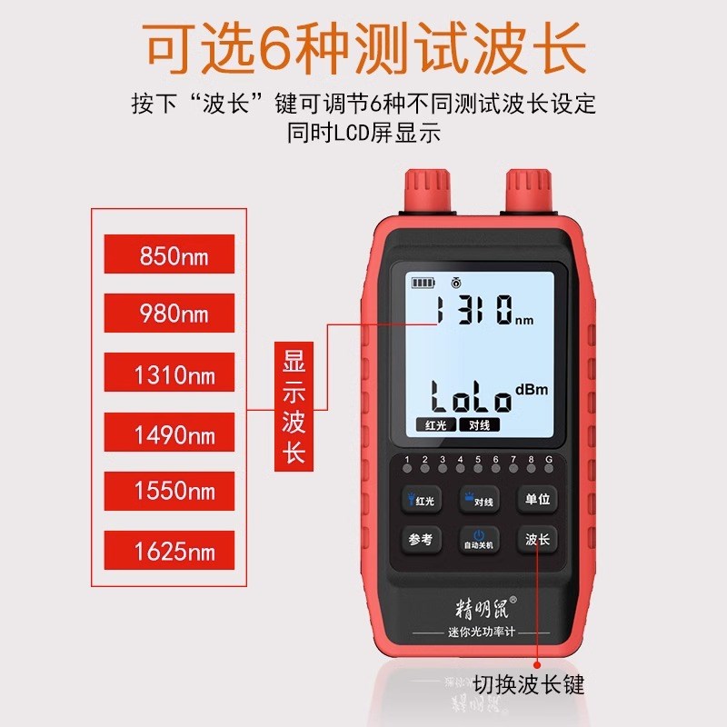 精明鼠NF-908S光纤光功率计红光一体机高精度光衰网络寻线仪