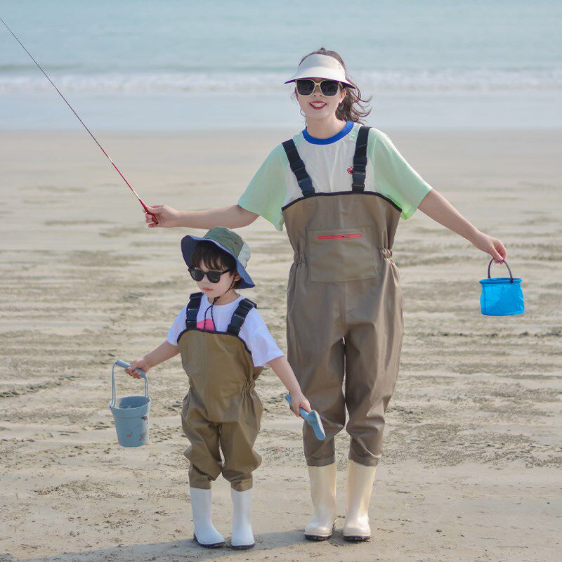 儿童下水裤沙滩亲子连体玩水服赶海装备全身涉水防水幼儿园沙水服