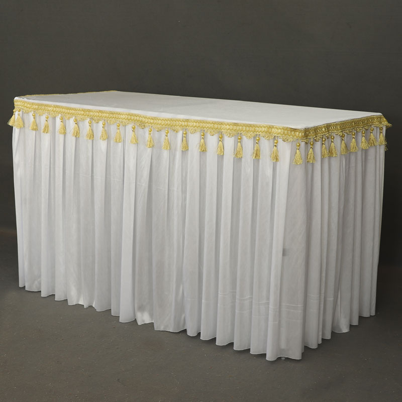 新款灵堂布置背景布幔纱幔桌布桌围白事孝堂丧事用品供桌桌围边