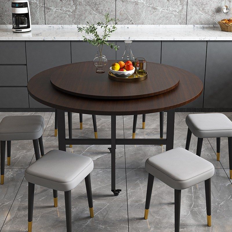 折叠大圆桌家用15人聚会饭桌农村圆形餐桌饭店10人位圆餐桌带圆盘