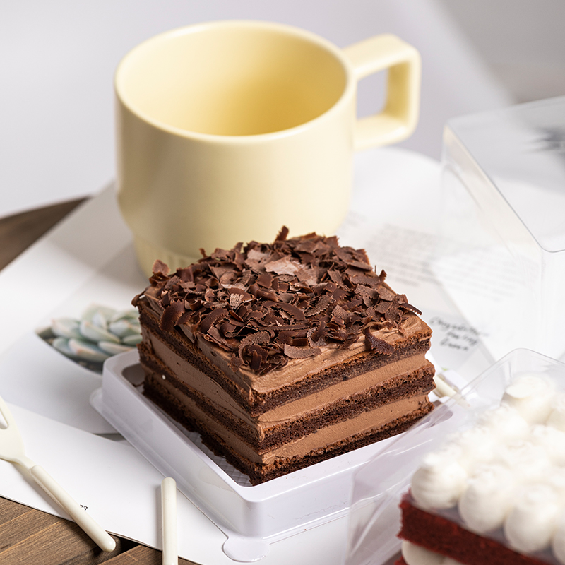 防雾黑森林蛋糕盒子咸奶油红丝绒包装盒西点切块吸塑盒打包盒
