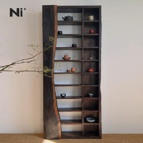 Ni尼家侘寂风博古架实木茶杯架茶室展示柜中式多宝阁置物古董架子