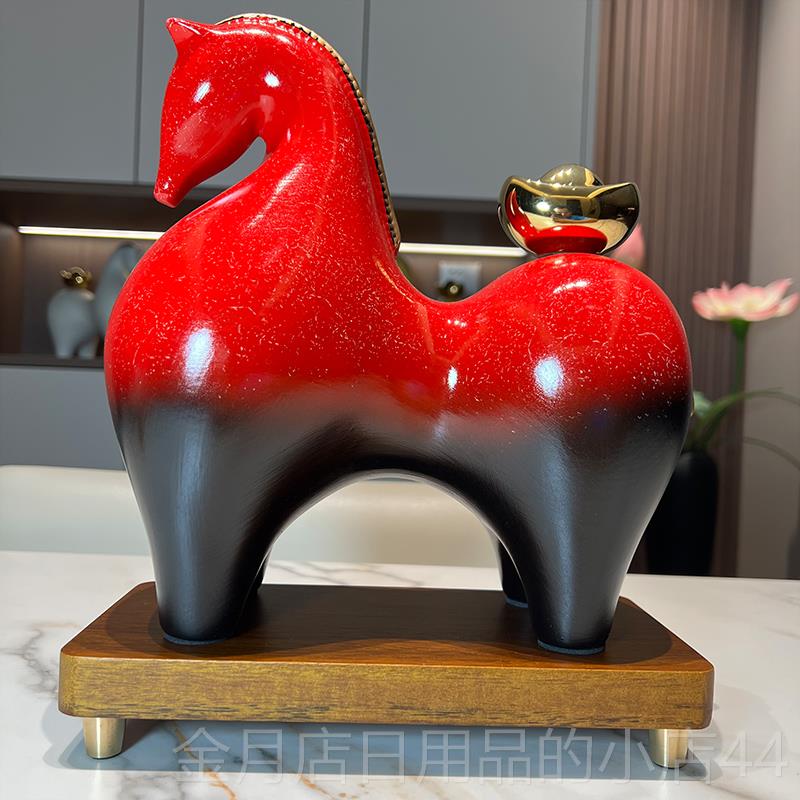 高档新中式马上有钱陶瓷摆件高级酒感财办公室客厅电招柜柜桌面视