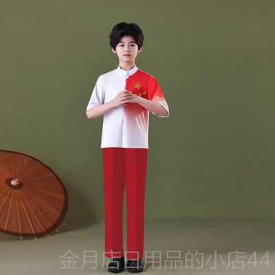 高档儿大童合唱中演出服诗朗诵比歌唱祖国红色演出服小学生演赛讲