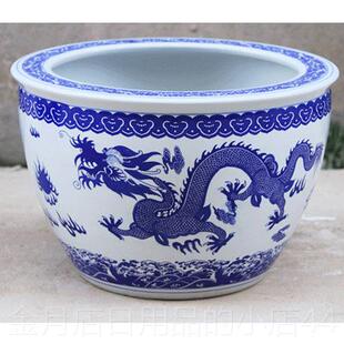 高档陶瓷缸养鱼盆荷花鱼缸睡莲盆缸家用老庭院式青花鱼瓷缸特大号