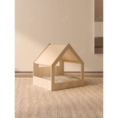 高档扑戏耍猫窝狗窝小木温馨舒适爬架开放四半屋季通用猫咪布偶猛