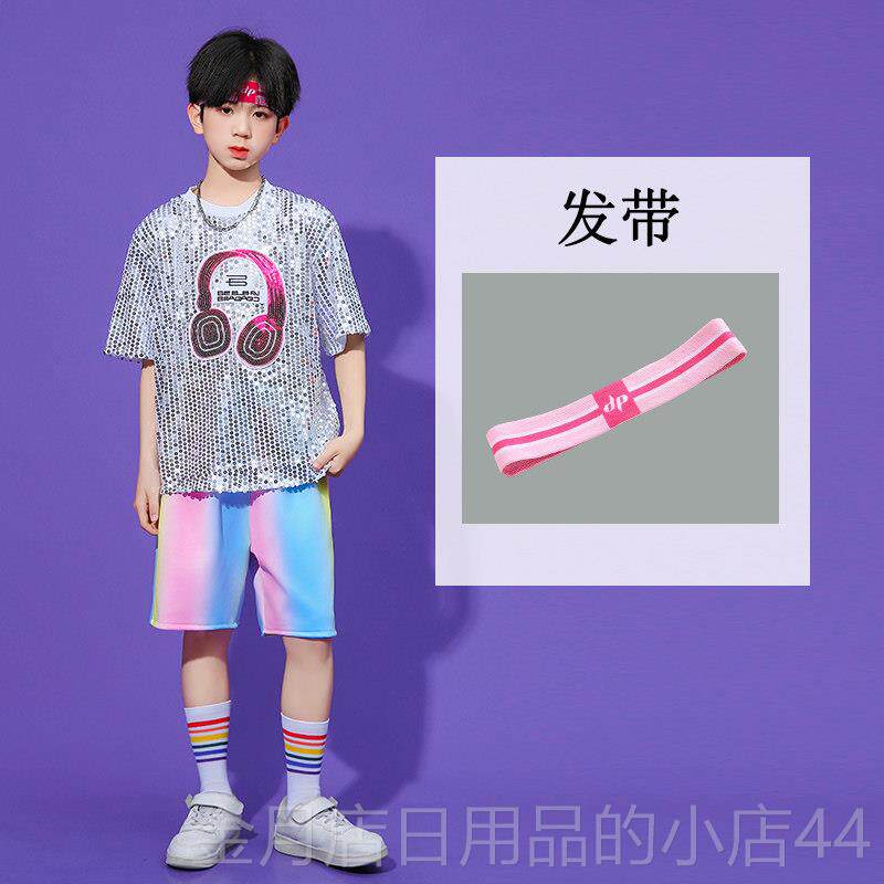 高档儿童啦啦队演出服士男舞女童嘻哈街架子服鼓潮服现代爵舞蹈亮