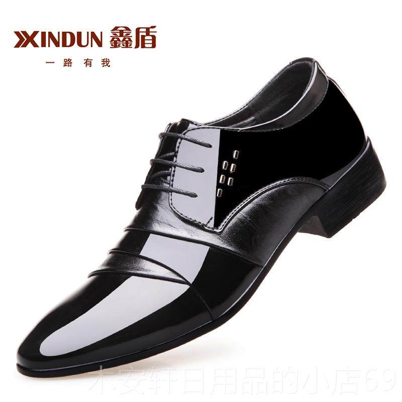 正品男鞋2夏024季商务正装皮鞋鞋男青英伦尖头系带子年男士新郎结