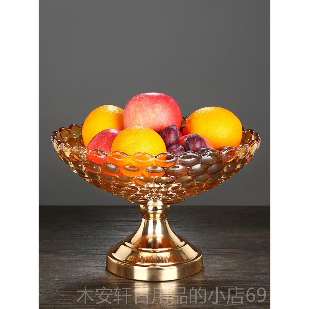 正品盘客厅茶几家用轻奢高果档大水晶玻璃层零食摆5放水果盘202双