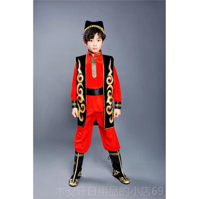正品一高档儿新童印度疆舞蹈演出服男六尔女维吾族表演服哈萨克族