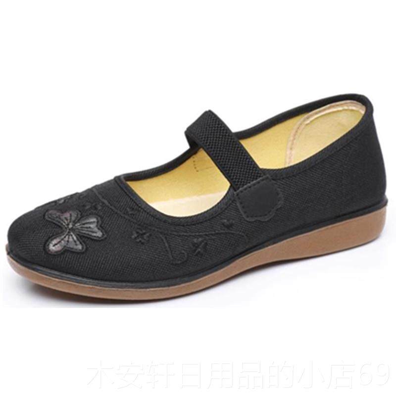 正品人老北透京布鞋女鞋中妈老年春秋单鞋防滑软底气平底妈日常休
