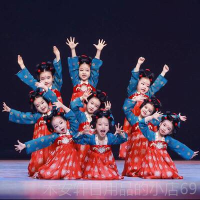正品儿童汉代服装表演服装中级仙超人唐装连身裤裙幼儿古式舞服典