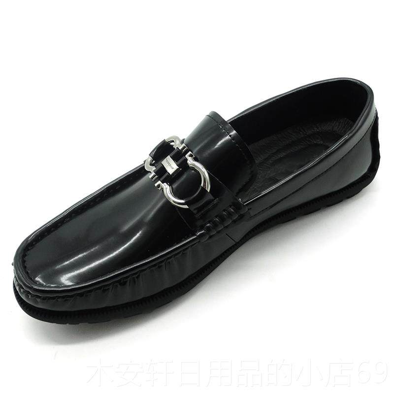 正品205春秋新鞋款男士2真皮豆豆鞋男经典亮饰扣漆皮休闲皮鞋低皮