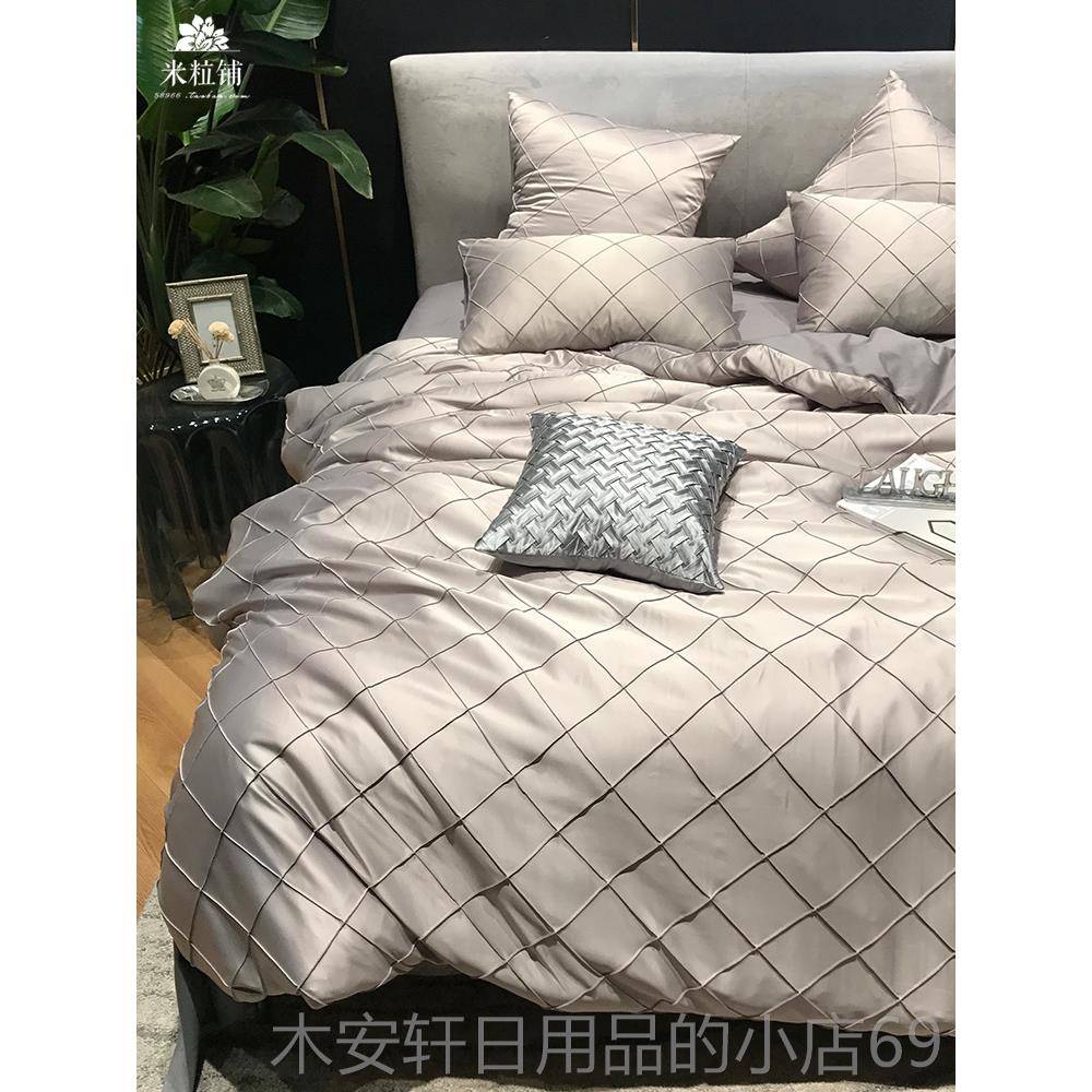 正品四网红电视同款剧件套 时尚灰色欧式宫廷全纯棉上床单样板房