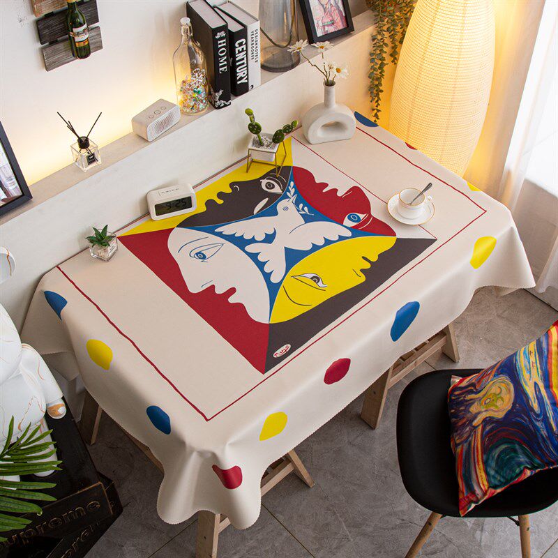 PVC防水防油免洗桌布梵高/毕加索油画艺术大气涂鸦餐桌耐脏皮革布