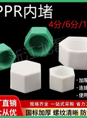 ppr4分新款白绿色内牙20 25 6分丝堵外牙塑料管堵管帽配件 带皮垫