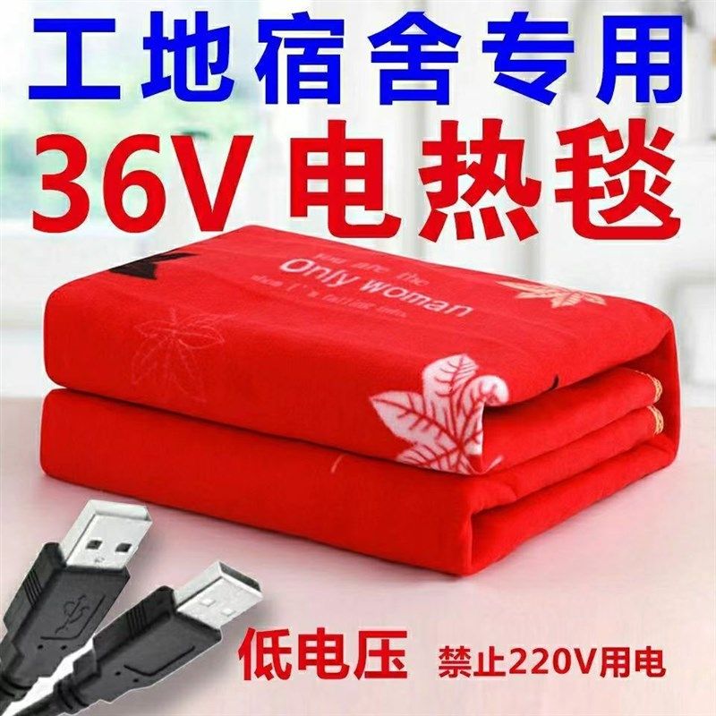 接口电褥子宿舍36伏usb工地双人防水寝室单电热毯低压36v专用插头