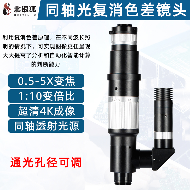 高清4K复消色差工业显微镜镜头大变倍比齐焦单筒光学视频放大镜
