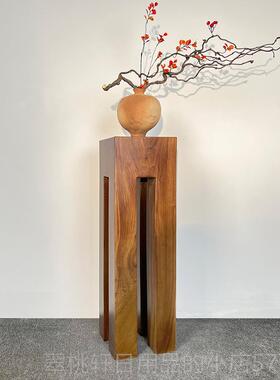 正品侘寂风实木墩底座复中古风柱子家用客厅茶几室方玄关木雕何古