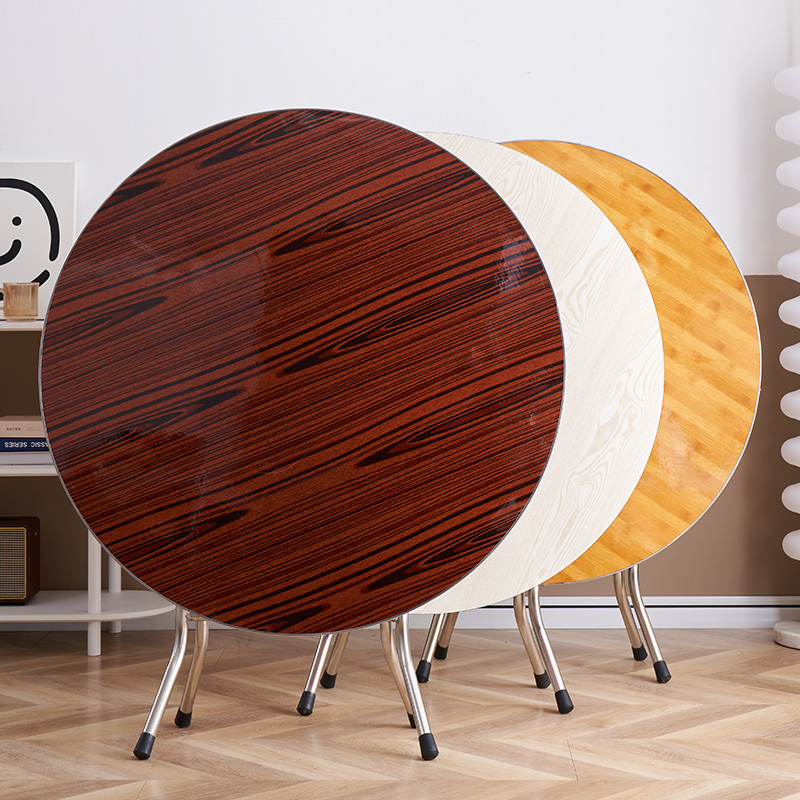 可折叠大圆桌餐桌家用简易实木老式饭桌出租屋用小户型吃饭小桌子