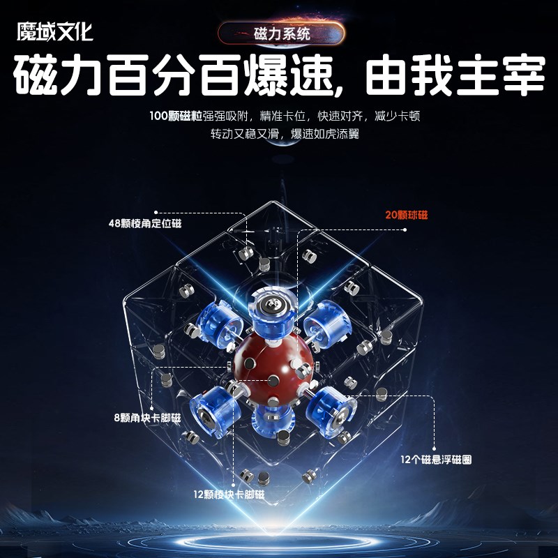 魔域文化威龙WRM V9魔方三阶益智磁力比赛专用磁悬浮2023新款