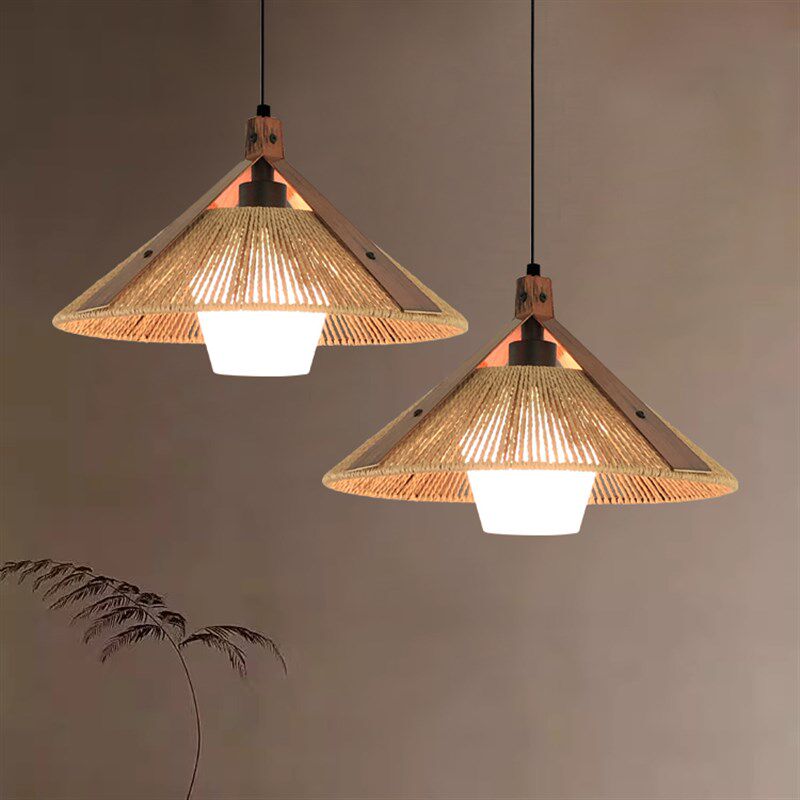 侘寂风麻绳编织吊灯法式复古餐厅饭店茶楼卡座民宿卧室书房工程灯