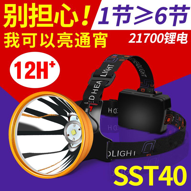山拓3317大功率头灯强光超亮可充电疝气灯远射大光斑超长续航3319