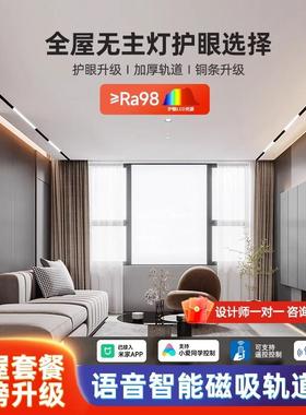 智能磁吸轨道灯嵌入式客厅照明暗藏预埋线形无主灯蓝牙mash2.0