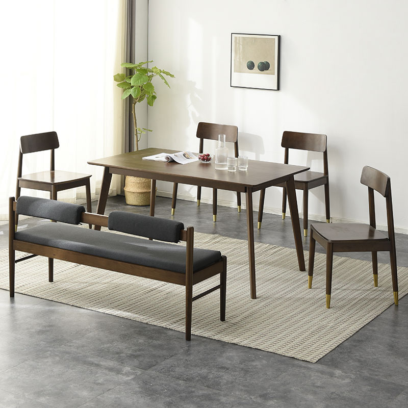 现代简约餐椅软包坐垫长条实木带靠背换鞋凳门口家用沙发