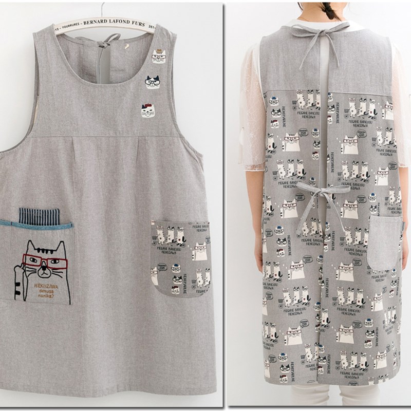 2023夏季新款日韩家居围裙马甲背心烧饭围兜时尚防污围裙袖