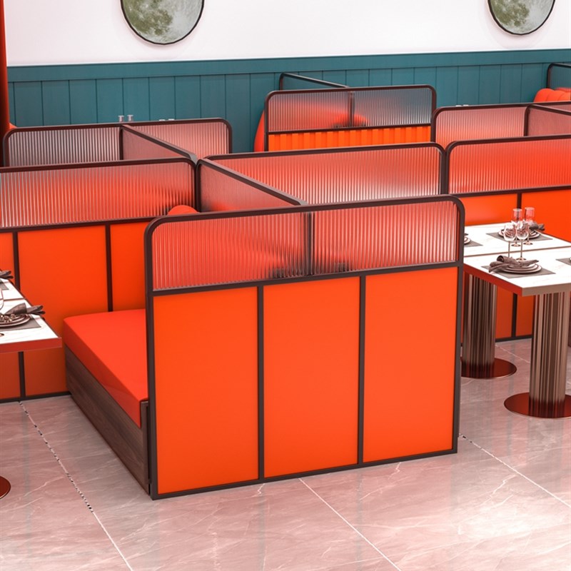 铁艺卡座隔断 火锅店酒吧饭厅座位隔断屏风 围栏矮隔断玻璃装饰墙