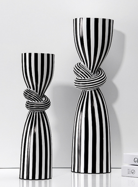 简约创意软装工艺品摆设黑白条纹家居饰品客厅酒柜电视柜桌面装饰