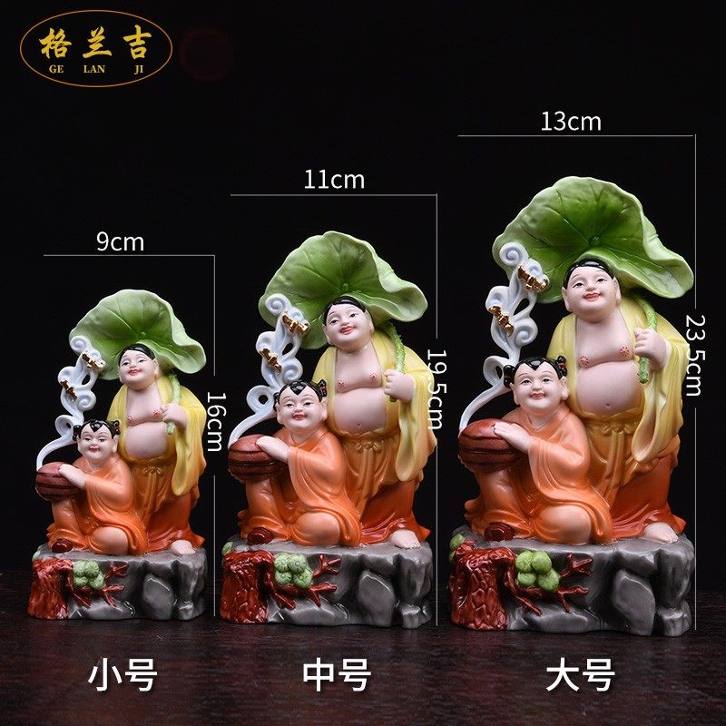 陶瓷和合二仙摆件陶瓷公仔白瓷娃娃 金童玉女 结婚礼品家居摆设
