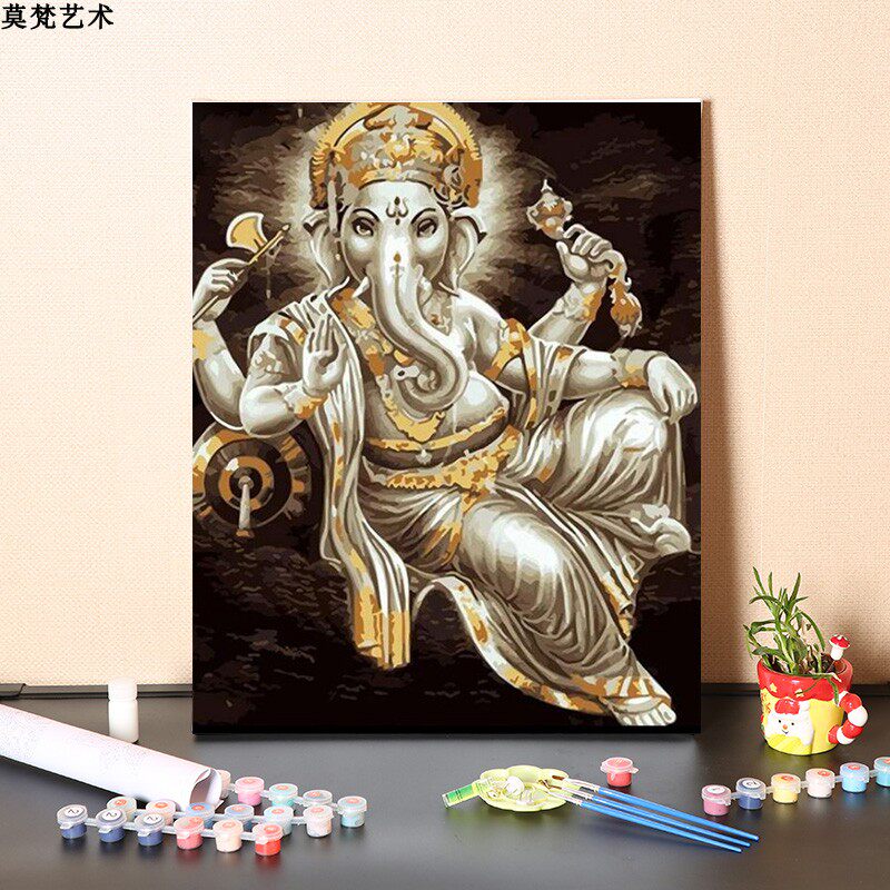 数字油画diy手工填充欧式象神手绘填色客厅装饰涂色丙烯油彩画画