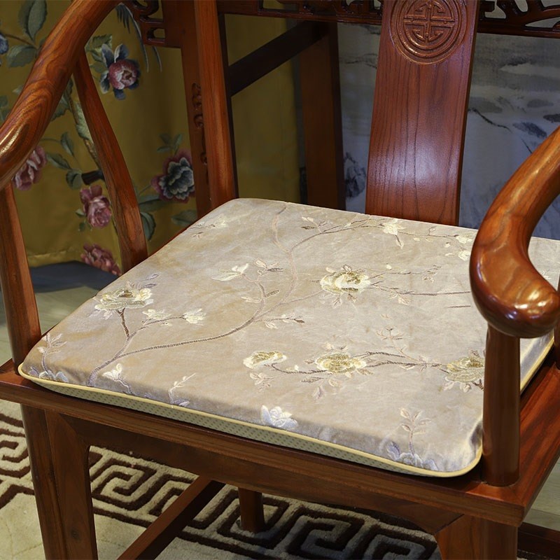 沙发坐垫垫餐椅官帽太师椅中式圈椅家具绒布红木椅子防滑实木家用