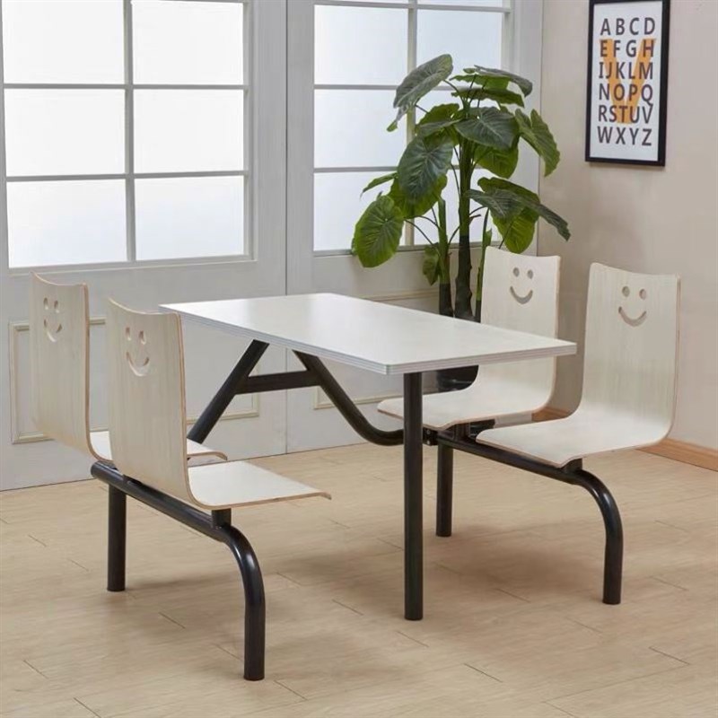 学校工地公司食堂餐桌肯德基小吃店面馆早餐店家用连体餐桌2人人